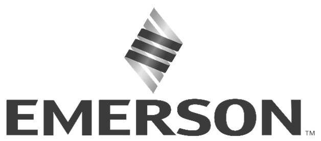 Emerson logo with stylized metallic shield icon and company name.