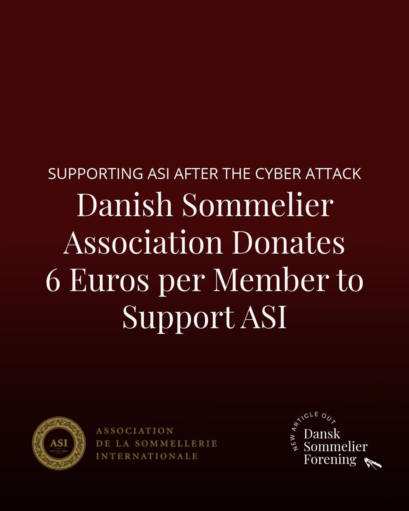 New Article out! 
Danish Sommelier Association Donates 6 Euros per Member to Support @asisomms_ 

Read more here: https://www.sommelier.dk/blog/asi

As a proud member of the Association de la Sommellerie Internationale (ASI), the Danish Sommelier Ass