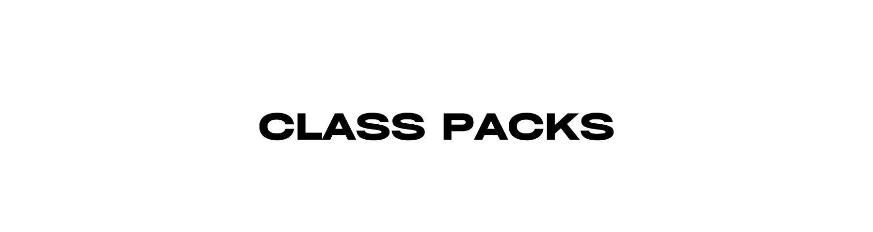 Text that reads 'Class Packs' in bold black font on a white background.