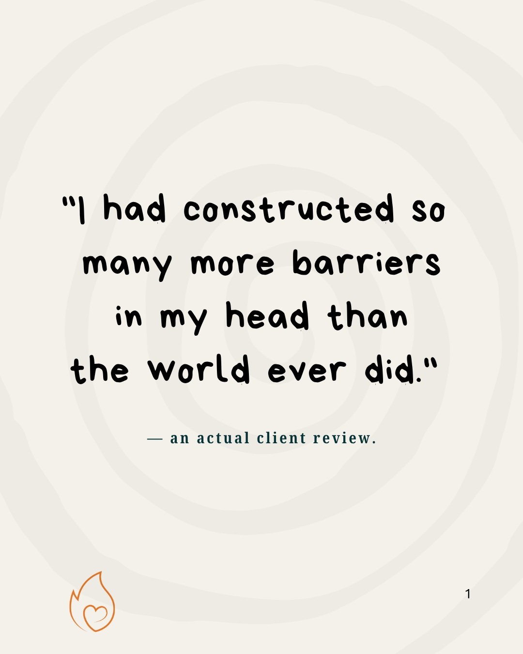 Got a review this week I haven't stopped thinking about.

Sometimes the biggest barrier isn't the world, it's the extra ones your brain builds on top, convinced it's helping you.

🧡

#Neurodivergent #SolutionFocusedHypnotherapy #InnerEmbers #Hypnoth