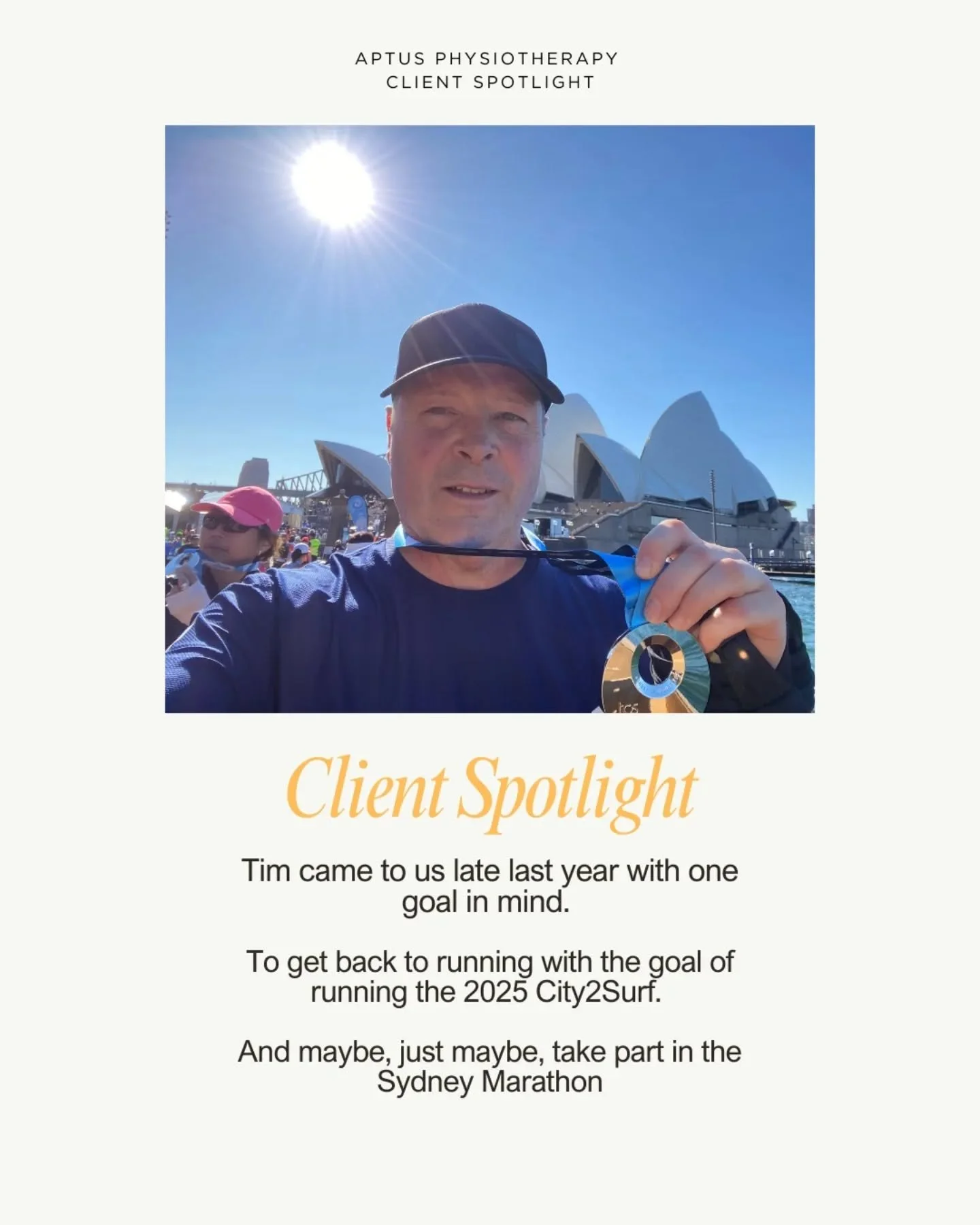 From not running in over a decade to crossing the finish lines of both this years City2Surf and the Sydney Marathon, Tim's journey is a testament not just to his physical capabilities but to his perseverance, consistent training and his dedication to