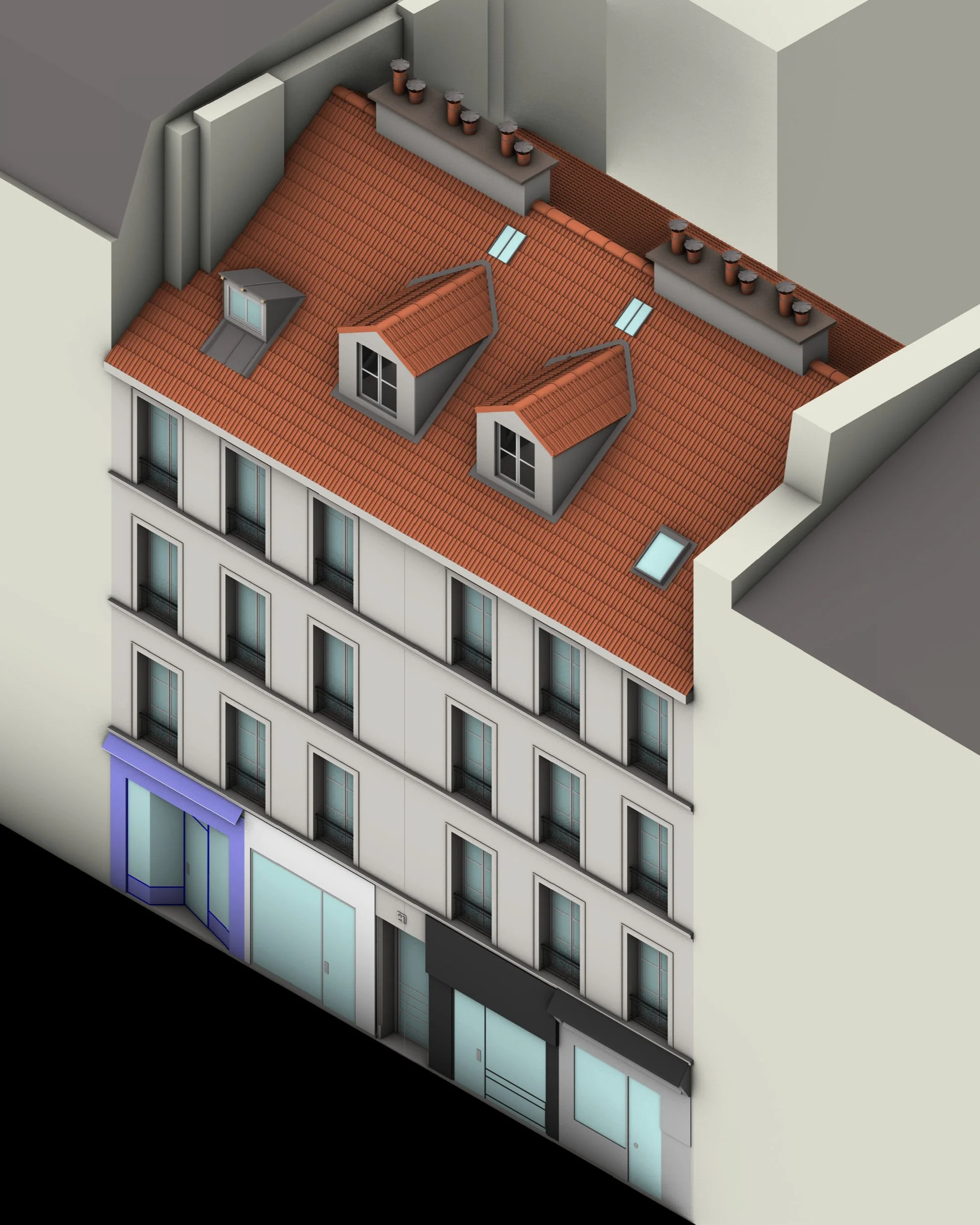 axonométrie lucarne jacobine