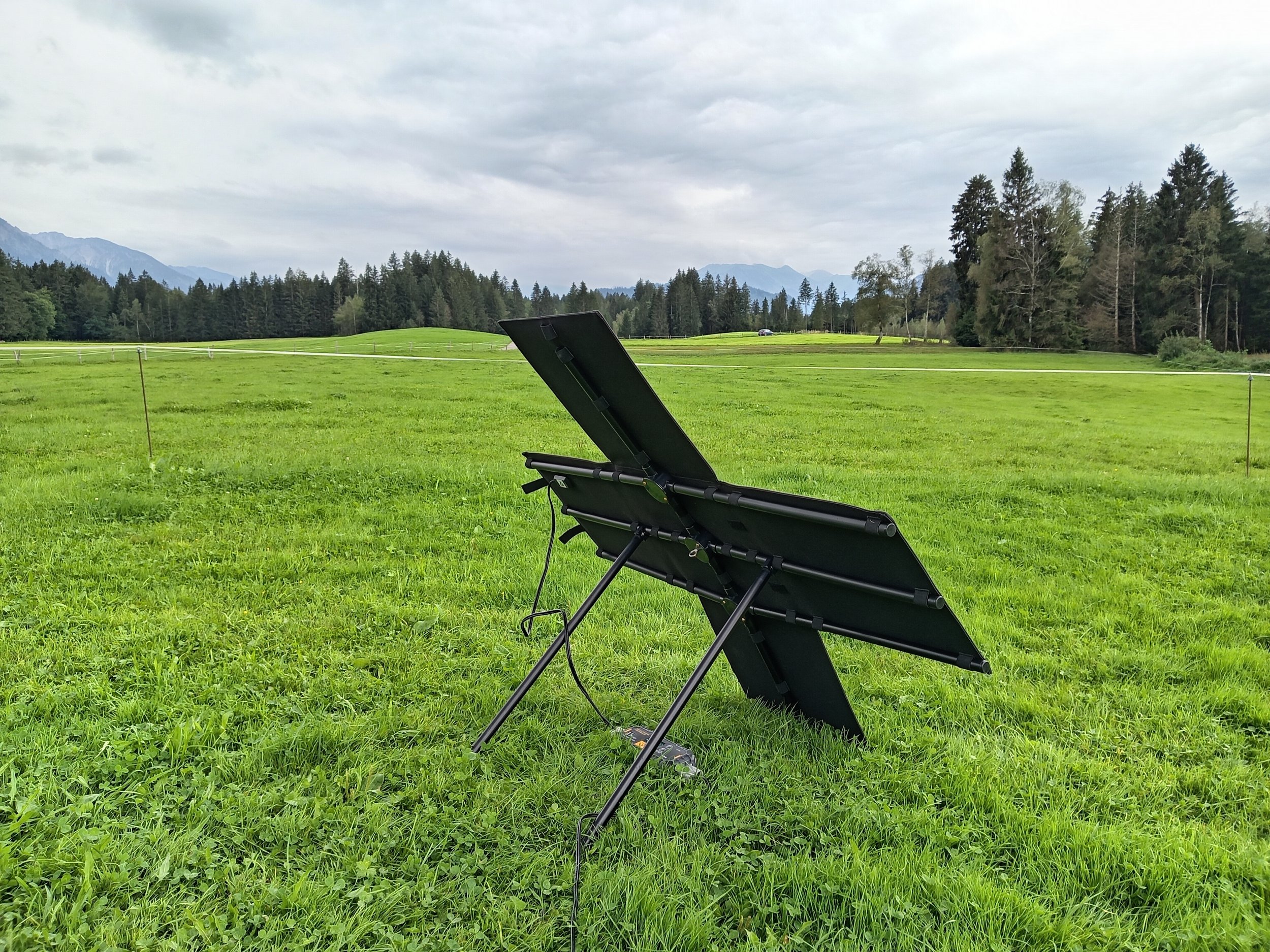 Image of the solar cross fold camping solar panel by Nagonic in use