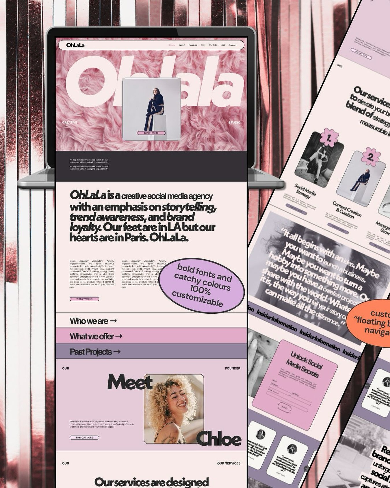 With her head in LA and heart in Paris &ldquo;Oh LaLa&rdquo; is designed for all my creative social media qweens keeping it cute with a femme fatale edge. Perfect for smms, content creators and creative entrepreneurs looking for a blissed out balance