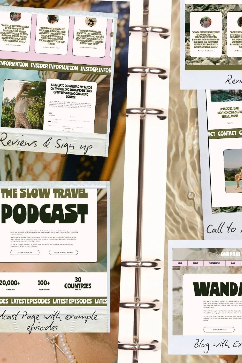 fun and unique one page website for photographers, podcast and blog