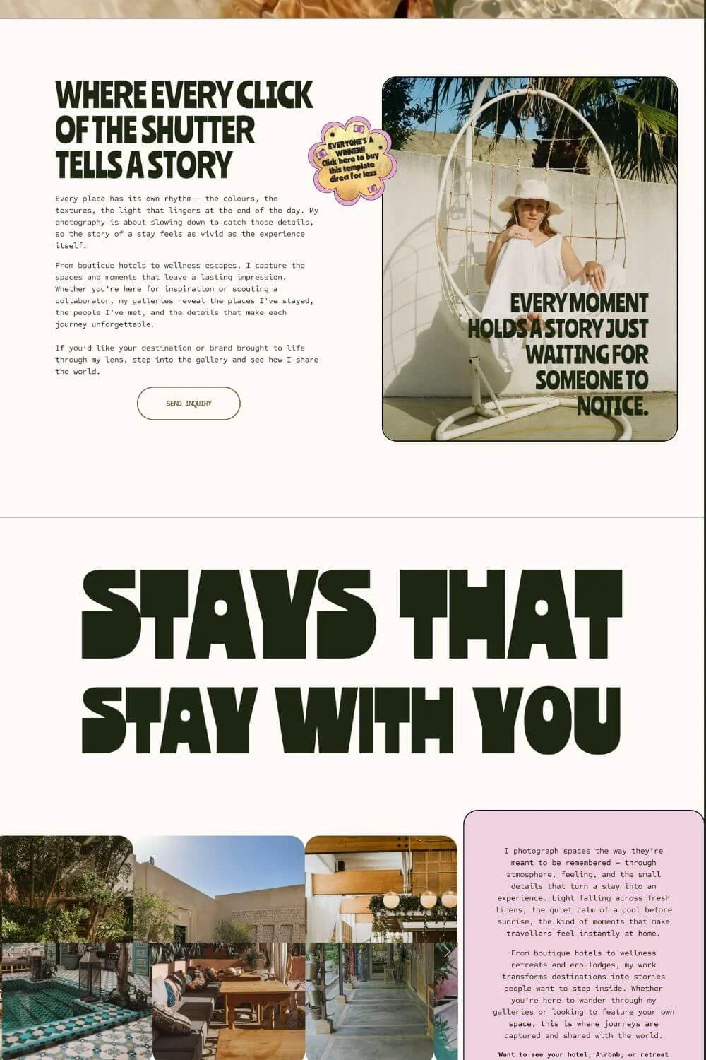 fun and unique one page website for photographers, podcast and bloggers