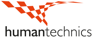 HumanTechnics logo with abstract orange design