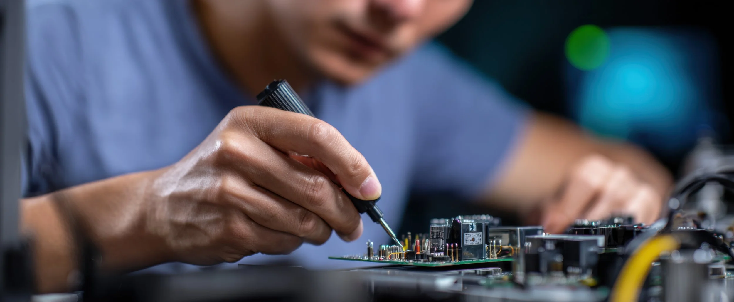 person working on a microelectronics project