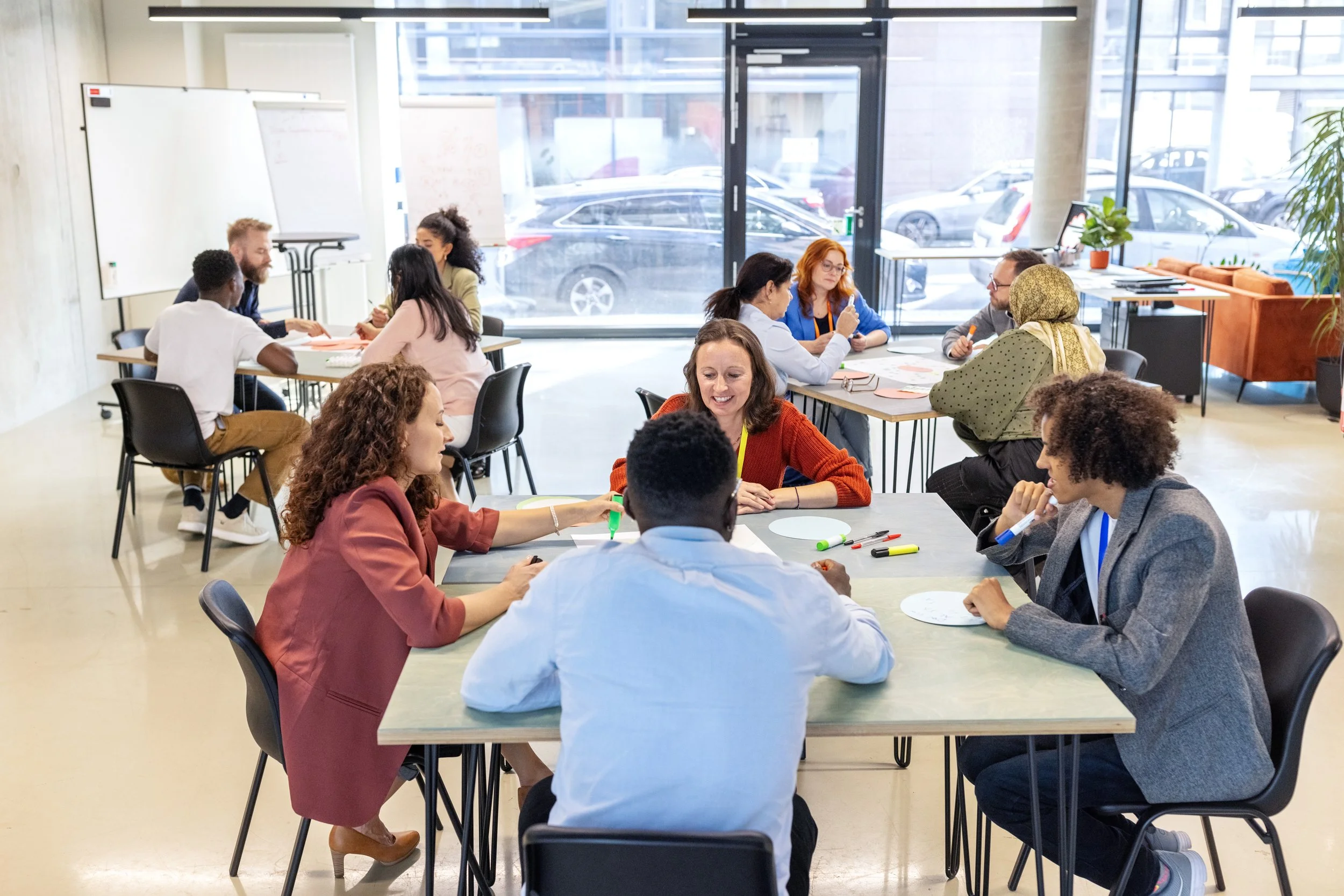 people collaborating within a workshop