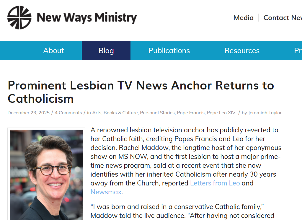 New Ways Ministry - Prominent Lesbian TV News Anchor Returns to Catholicism