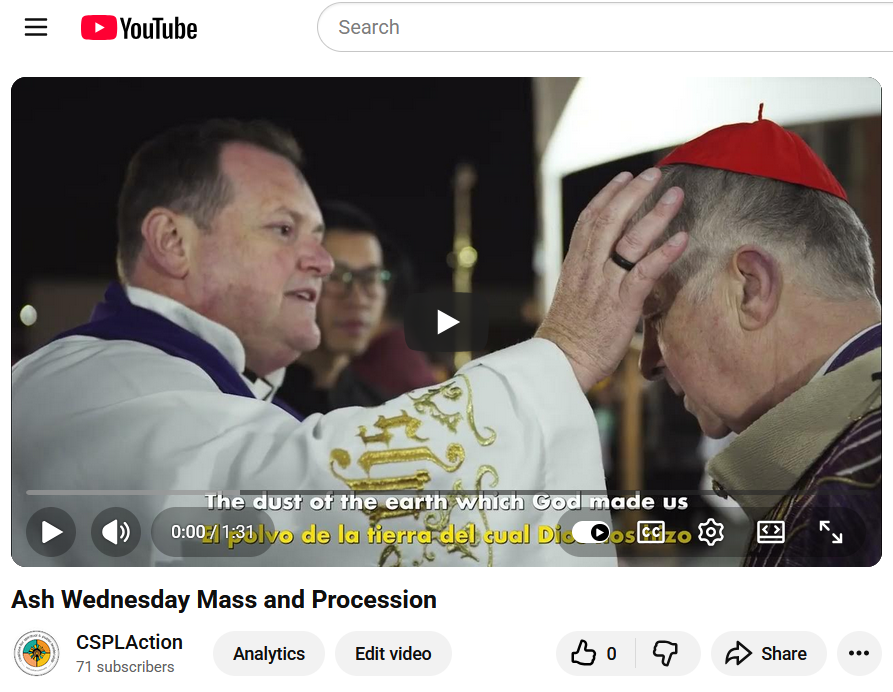 Video: Ash Wednesday Mass &amp; Procession with Cardinal Blase Cupich