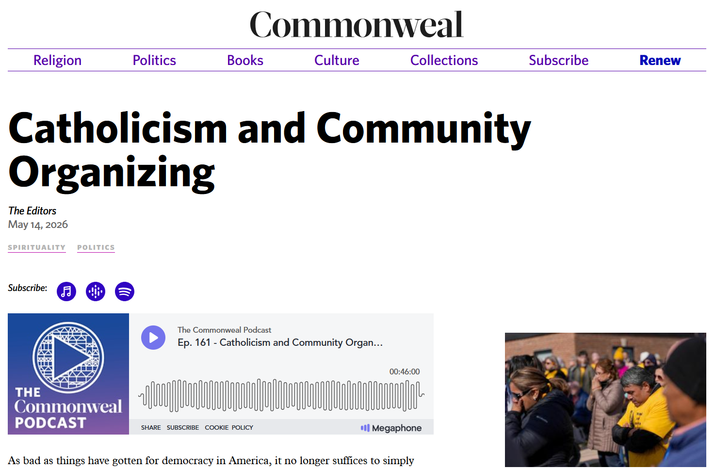 Commonweal Podcast - Catholicism and Community Organizing