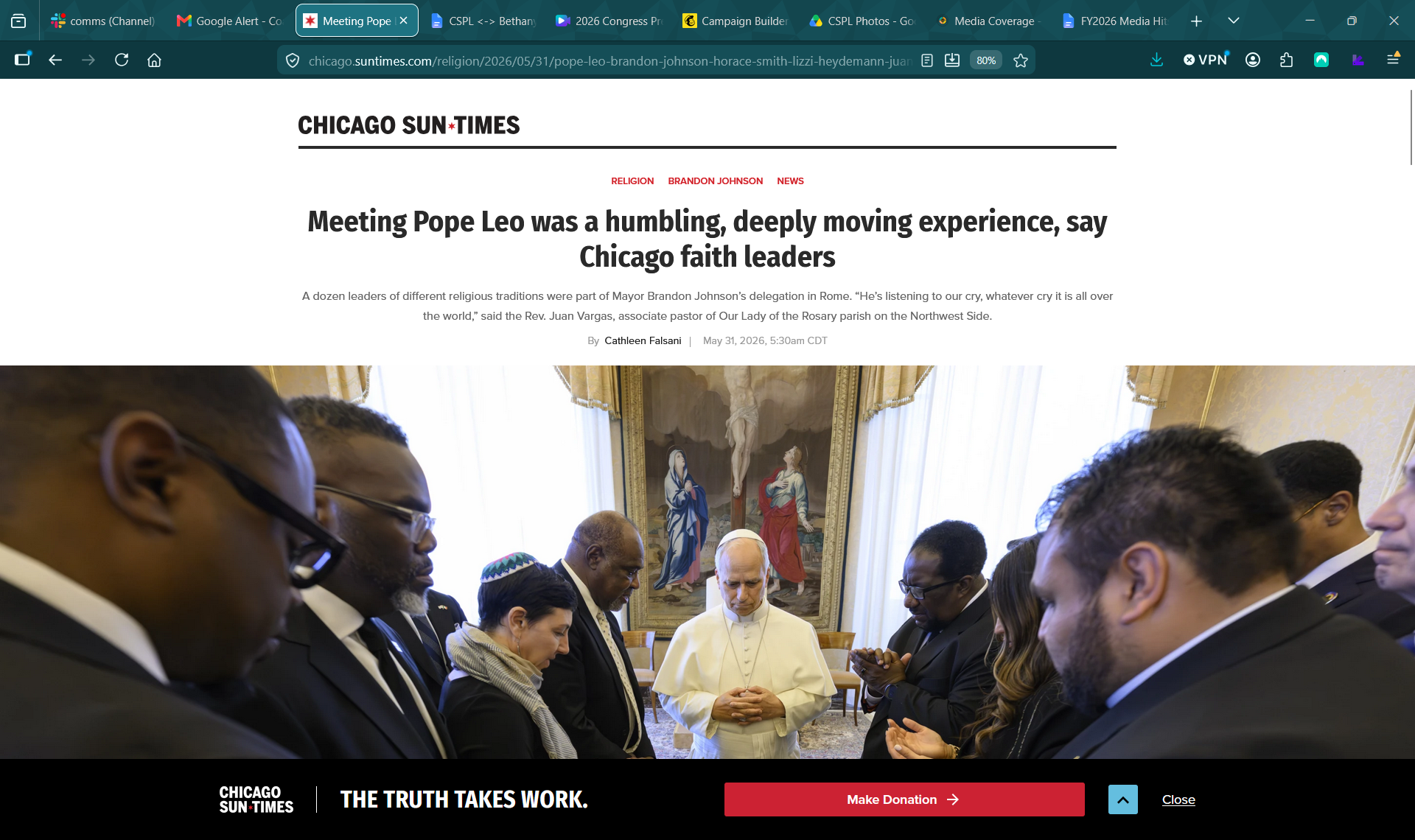Chicago SunTimes - Meeting Pope Leo was a humbling, deeply moving experience, say Chicago faith leaders
