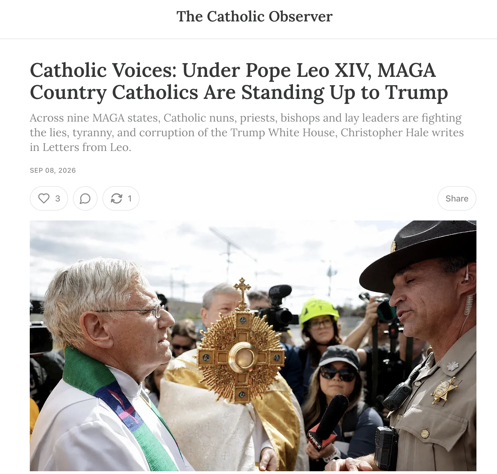 The Catholic Observer: Under Pope Leo XIV, MAGA Country Catholics Are Standing Up to Trump 
