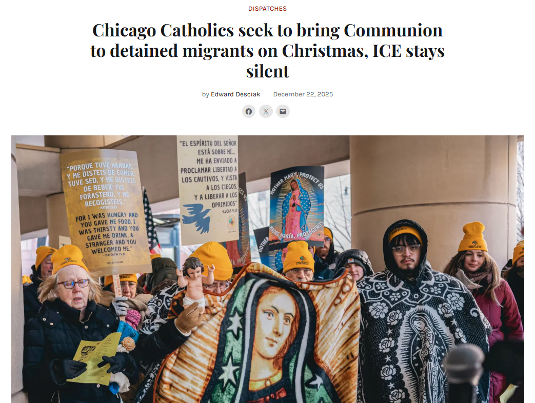 America Magazine Chicago Catholics seek to bring Communion to detained migrants on Christmas, ICE stays silent