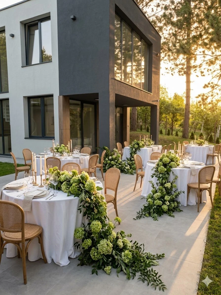 intimate outdoor wedding ceremony at Woodescape villa near Novi Sad