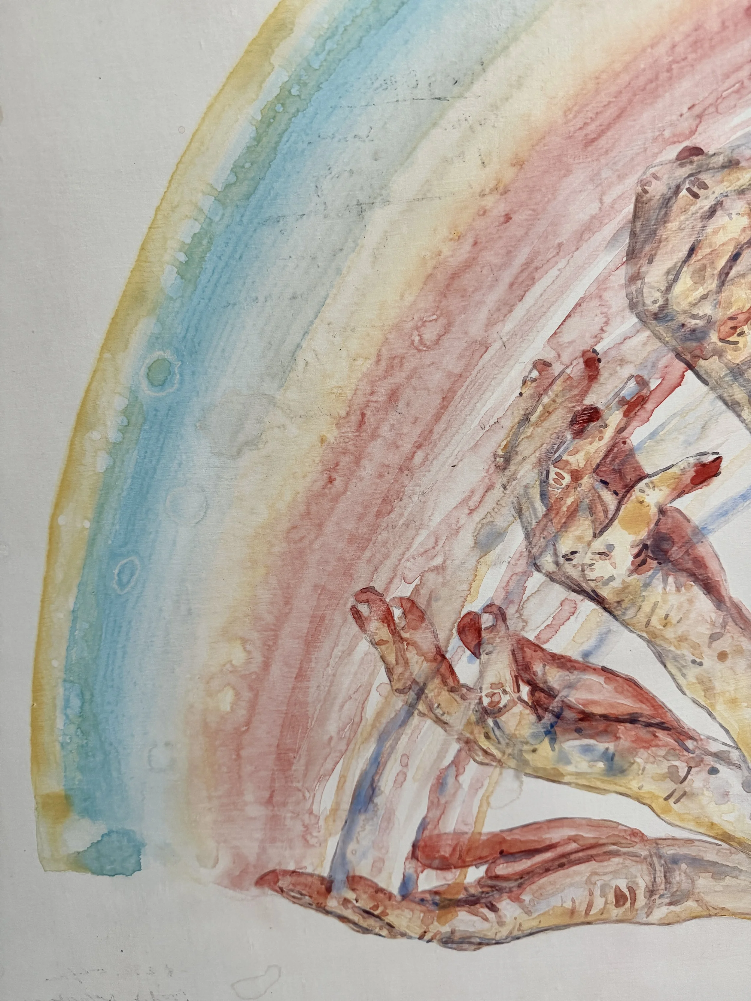 Close up: Paying It Forward, Watercolor on Clay Board, 2026