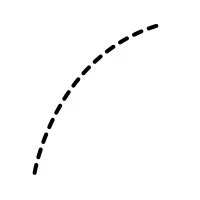 A black dashed curved line on a white background.