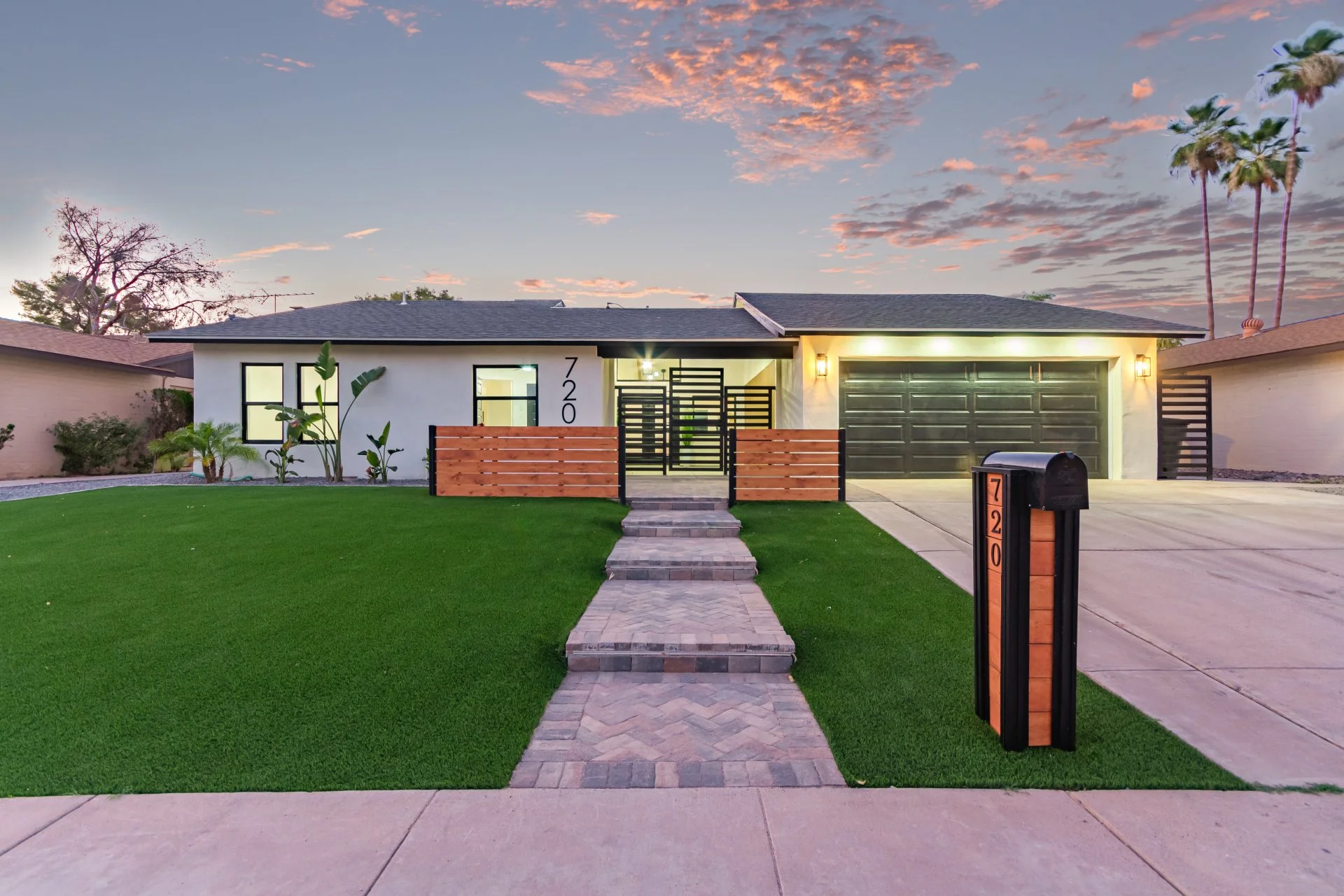 Hardscape, Artificial Turf, Lighted Walkway, Custom Mailbox and Entry Gate