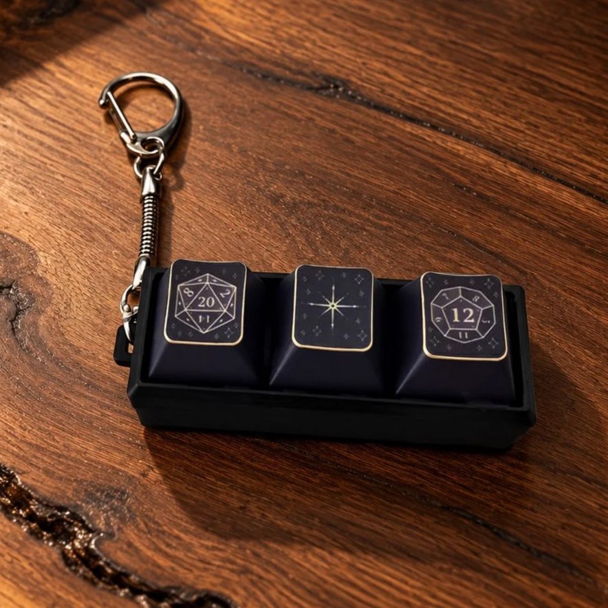 D20/D12 Keycap Clicker Keychain