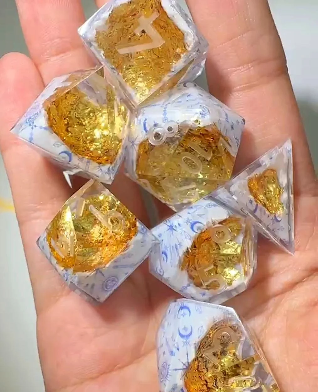 Golden Moon — Custom D20 Dice Set ✨