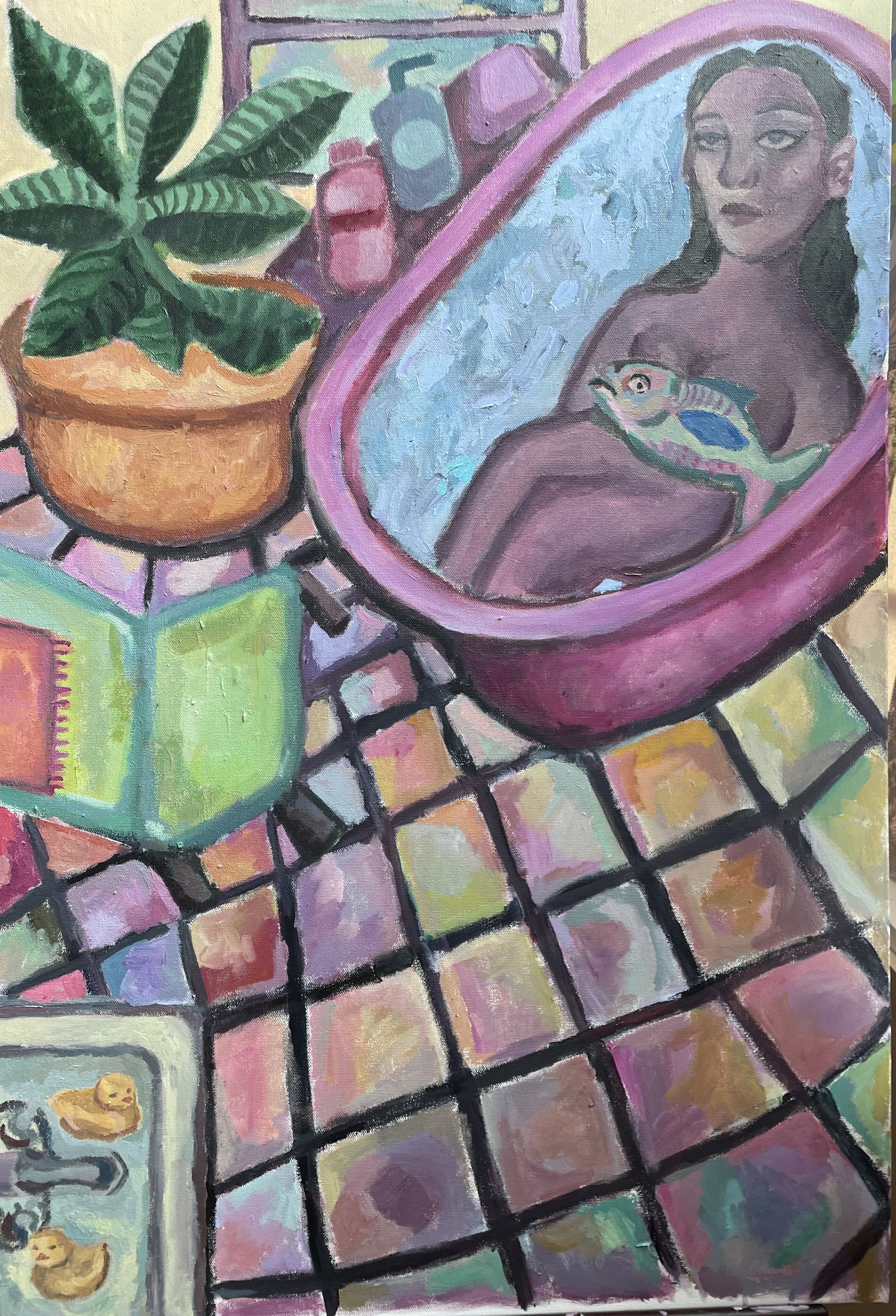 Acrylic paint, metallic watercolor on canvas- 2024