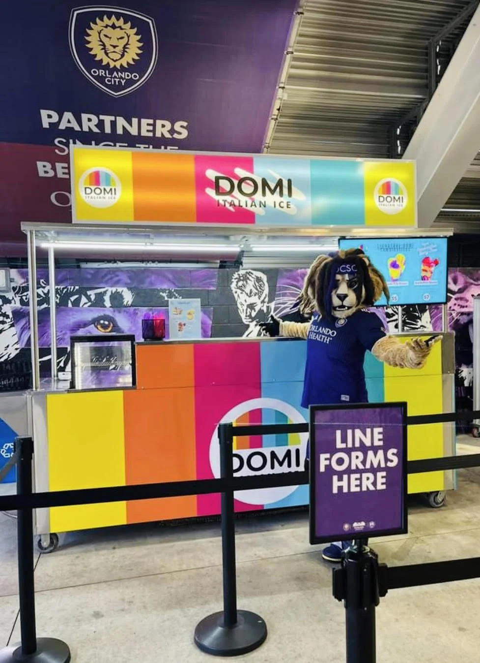 Domi Italian Ice kiosk at Inter and Co servicing Orlando Pride Soccer