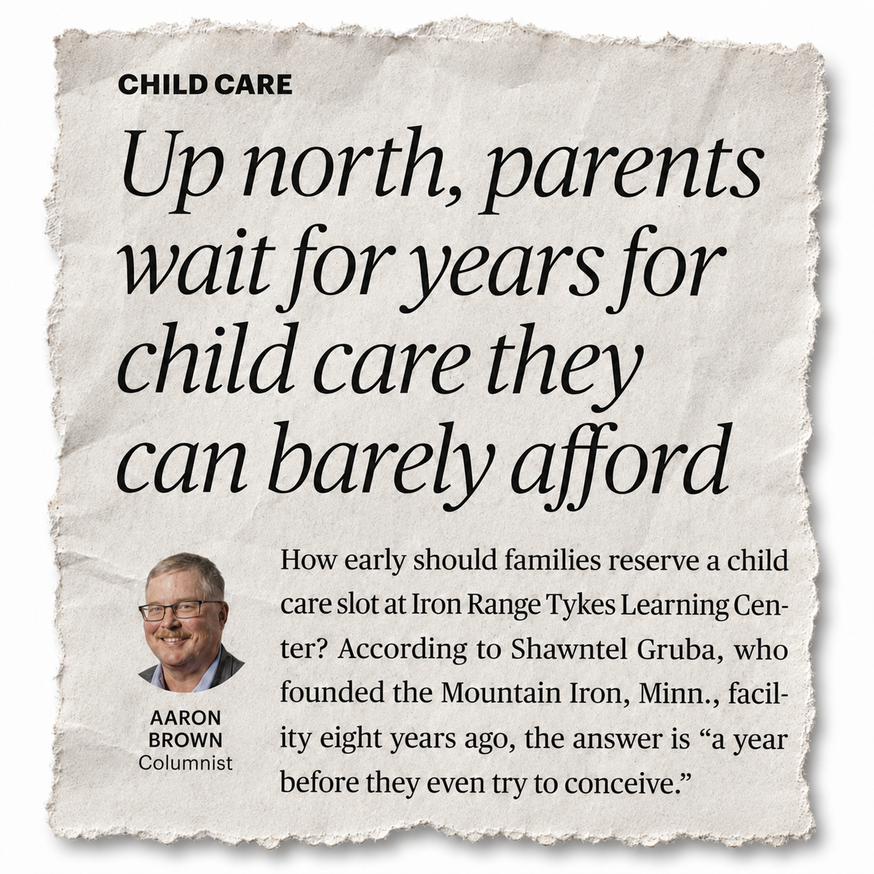 Star Tribune Spotlights Our Iron Range Child Care Research