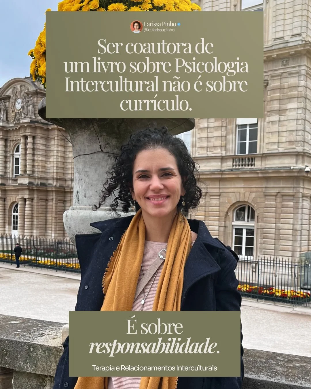 Ser coautora de um livro sobre Psicologia Intercultural n&atilde;o &eacute; apenas um marco profissional.

&Eacute; um compromisso.

Com a forma como traduzimos rela&ccedil;&otilde;es complexas. Com a forma como nomeamos conflitos. Com a responsabili
