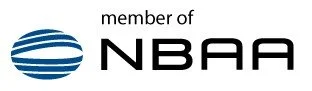 NBA logo featuring a stylized basketball and the words 'member of NBA'