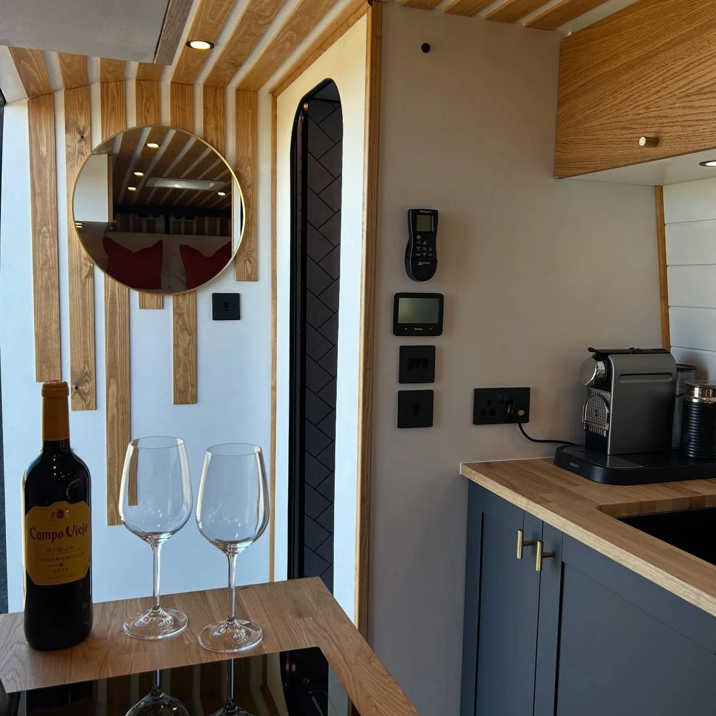 Why choose between coffee at sunrise or wine at sunset when you can have both? 🍷☕️ 

With our top of the range electrical set ups, have a barista level coffee in the middle of nowhere or enjoy perfectly chilled wine, sipped with a view and zero comp