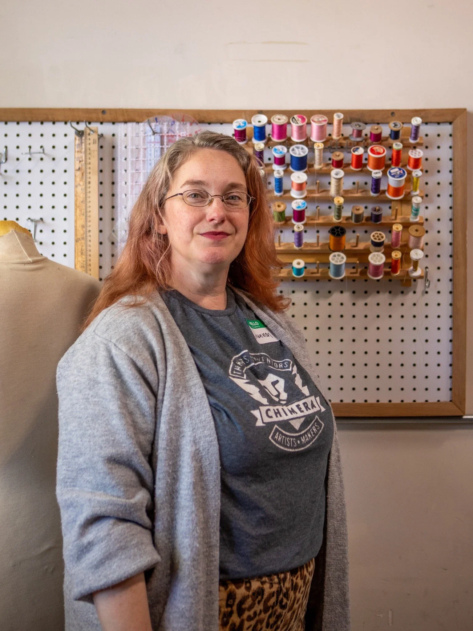 Shannon Marshall in her sewing workspace
