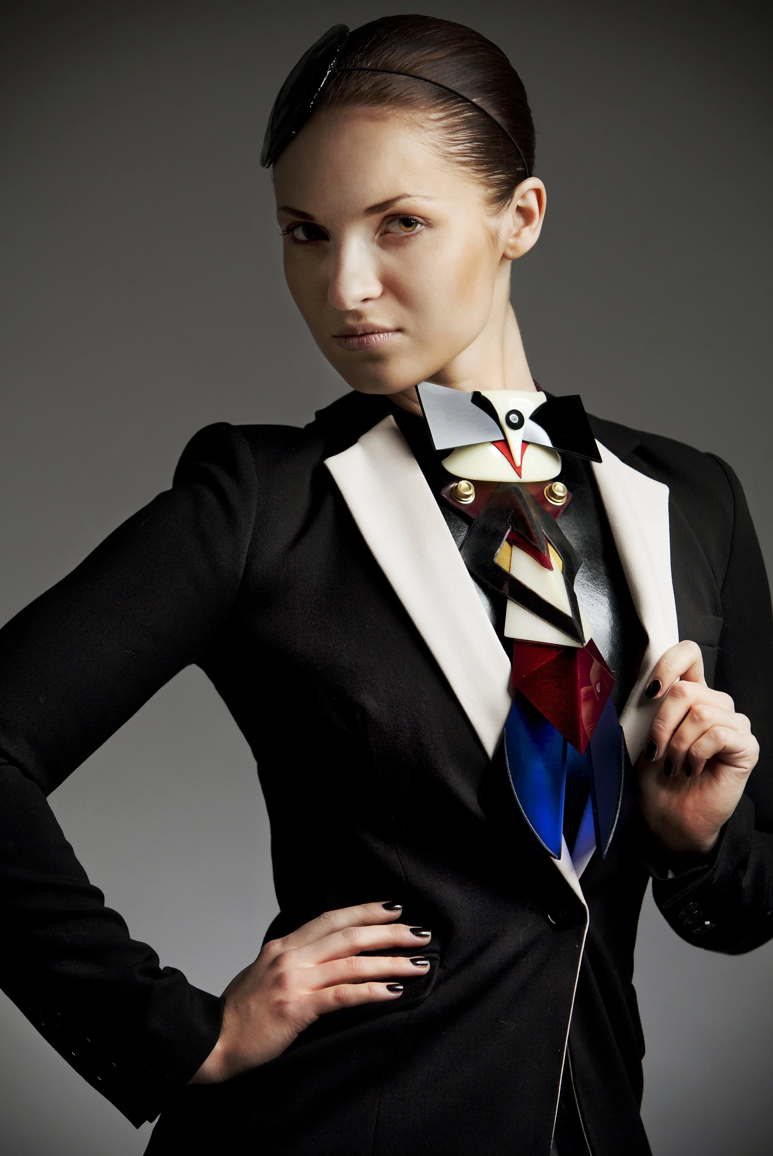 luxury fashion design bespoke leather acrylic accessory neckwear 