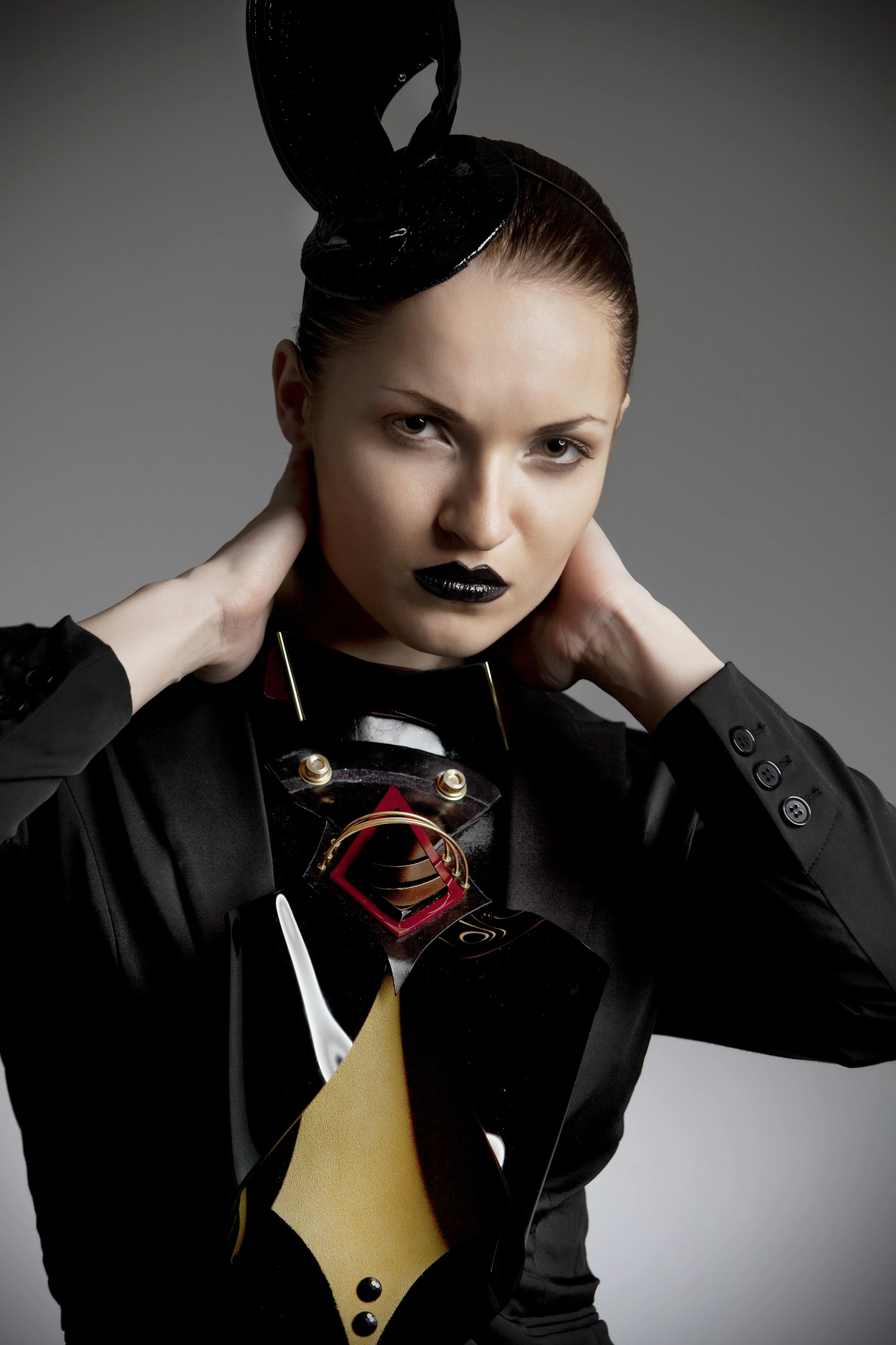 luxury fashion design bespoke leather acrylic accessory neckwear 