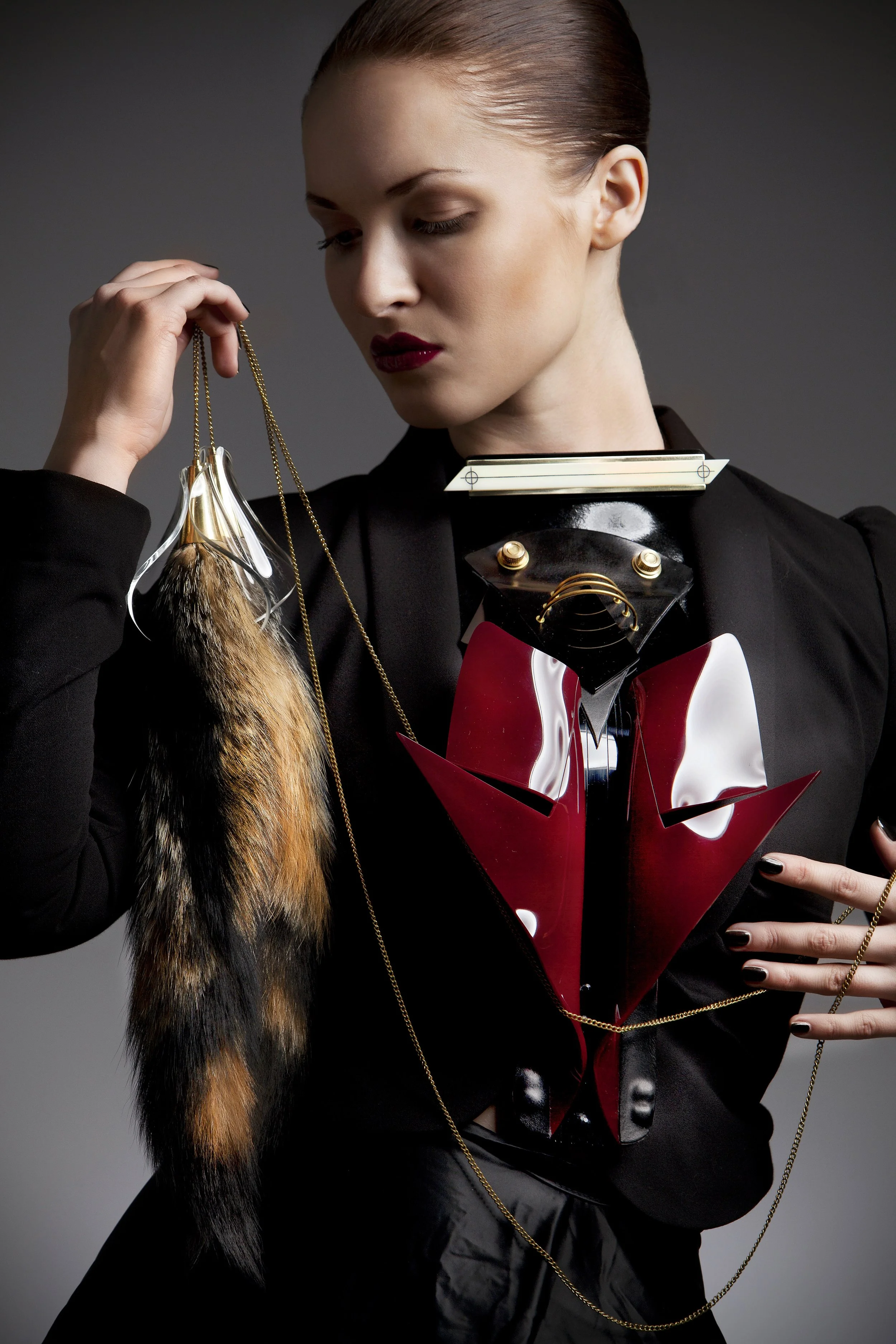 luxury fashion design bespoke leather acrylic accessory neckwear 