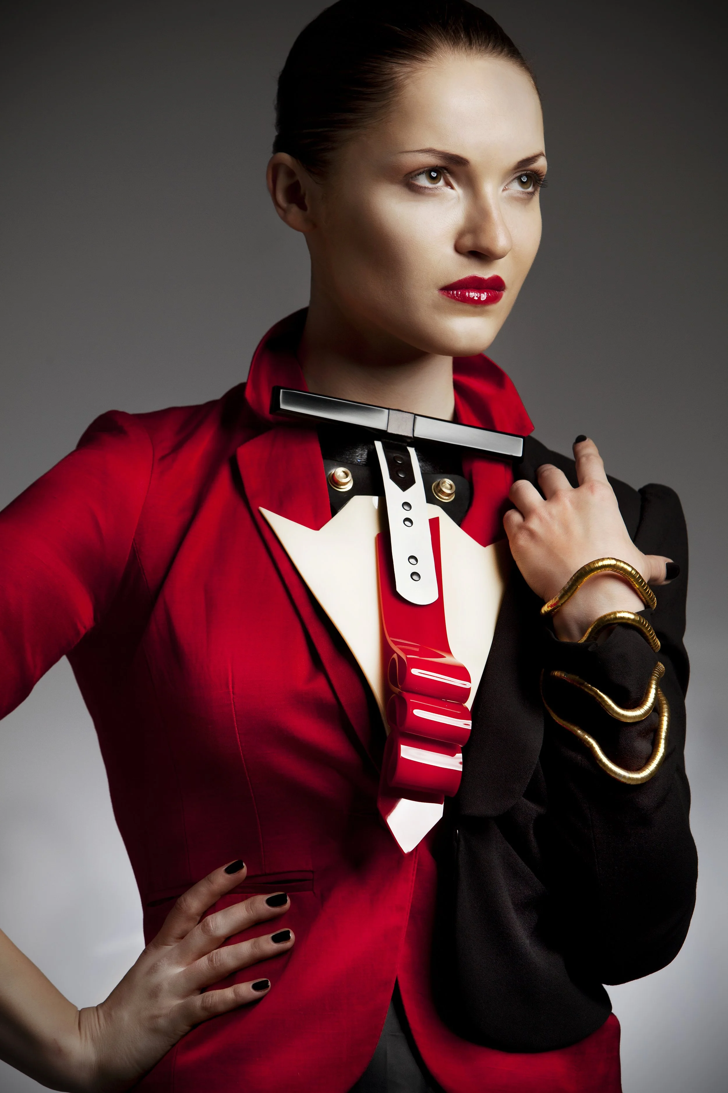 luxury fashion design bespoke leather acrylic accessory neckwear 