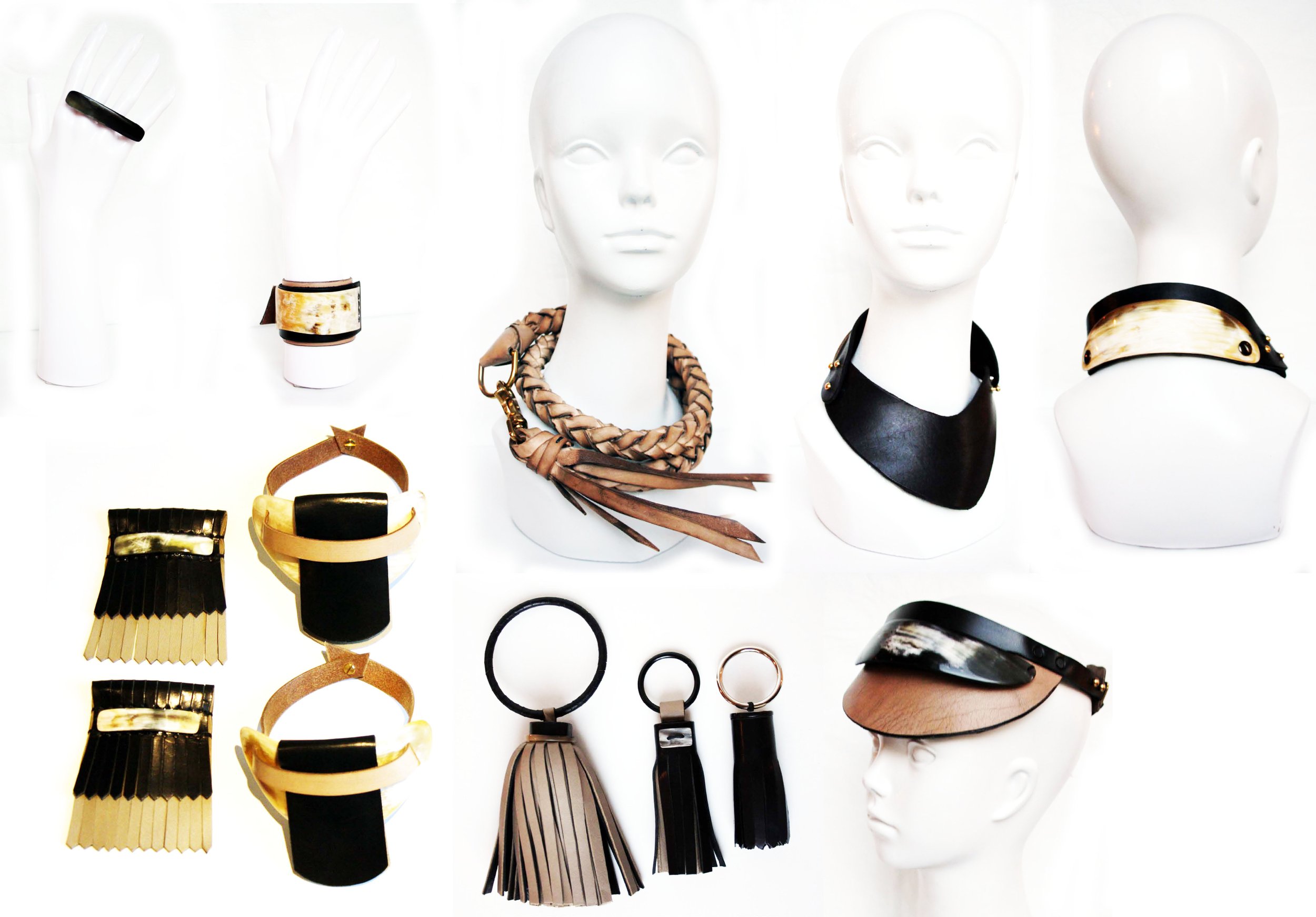 luxury fashion design bespoke leather acrylic accessory neckwear horn