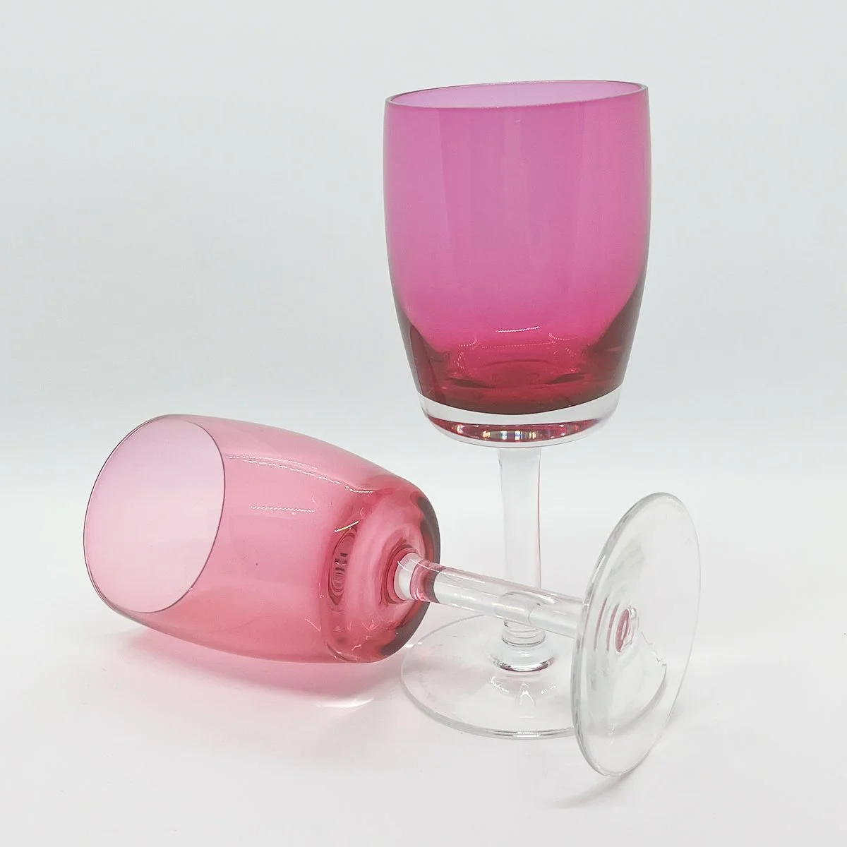 Gorham Rosemist Pink Crystal Wine Glasses, Set of 2
