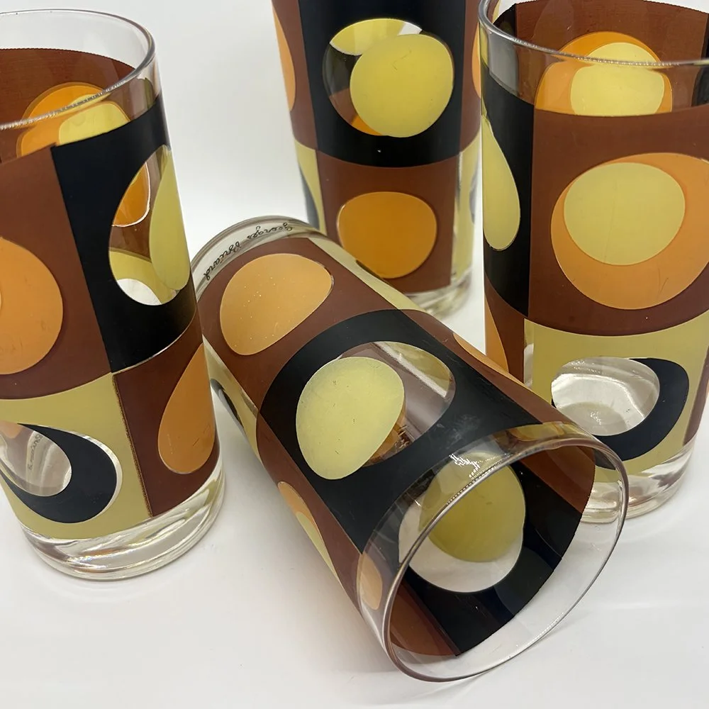 RARE Georges Briard Geometric Highball Glasses, Set of 4