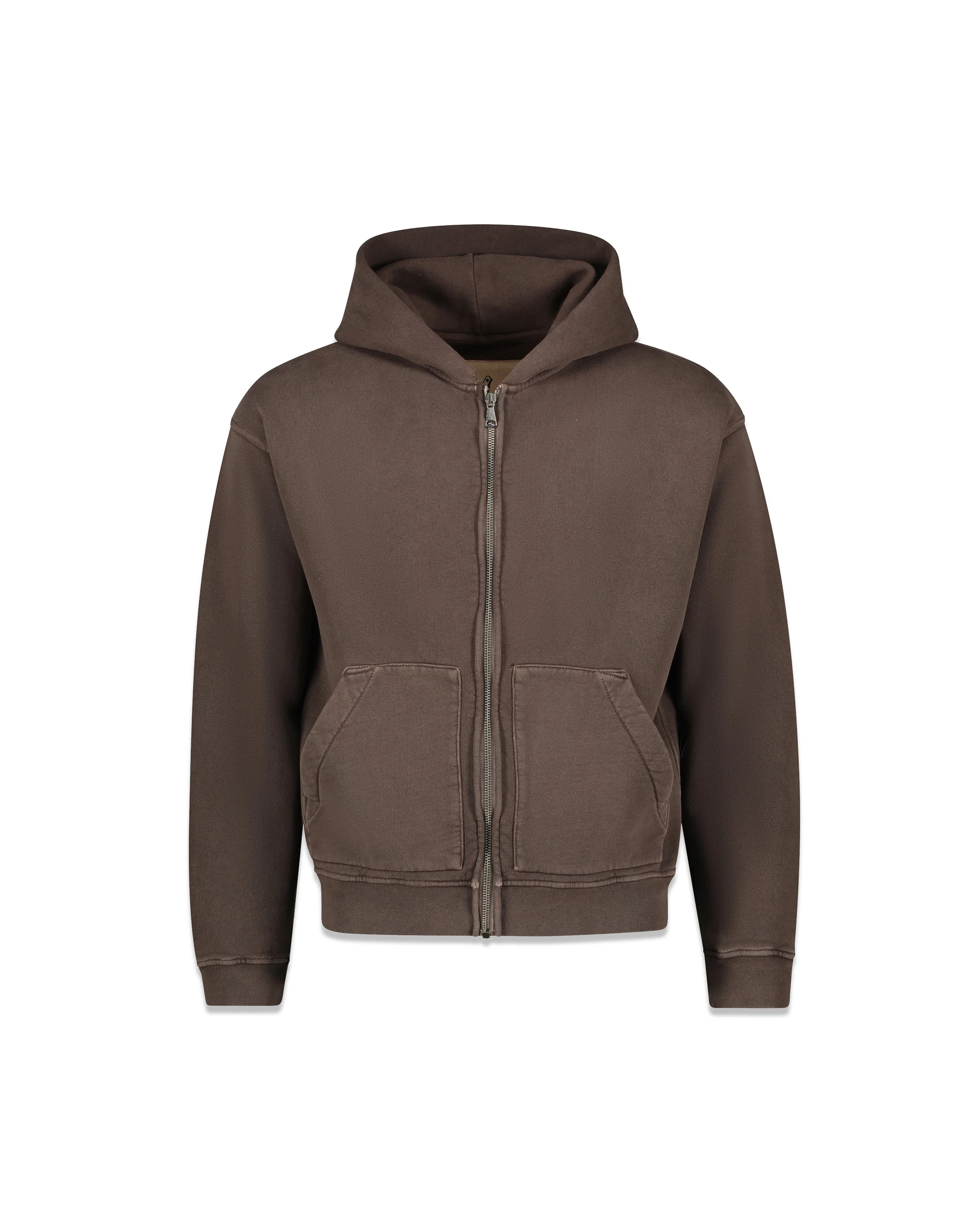 THE end - Brown Boxy Zip Hoodie