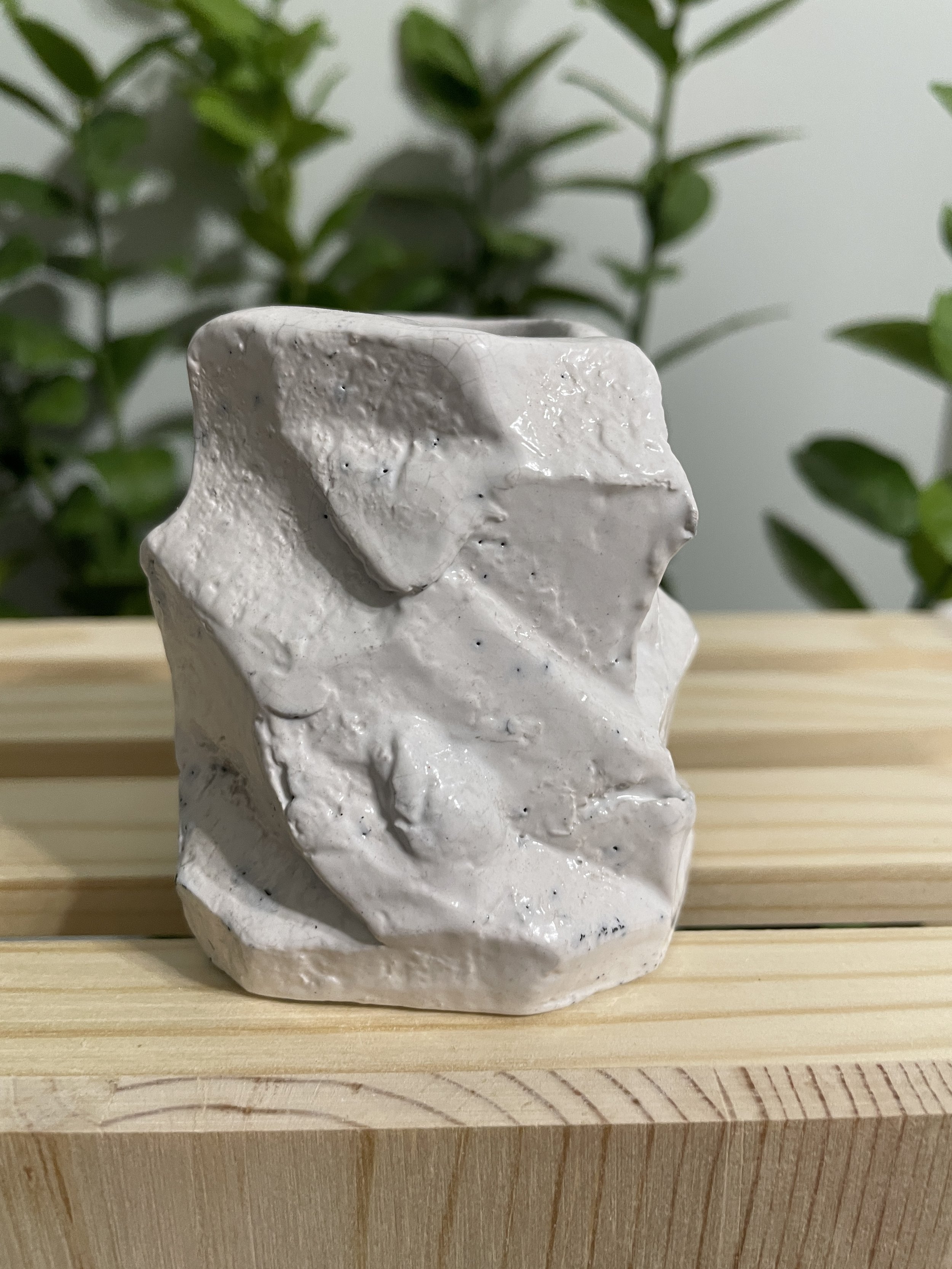 Raku Stone-cut White Vase - Small