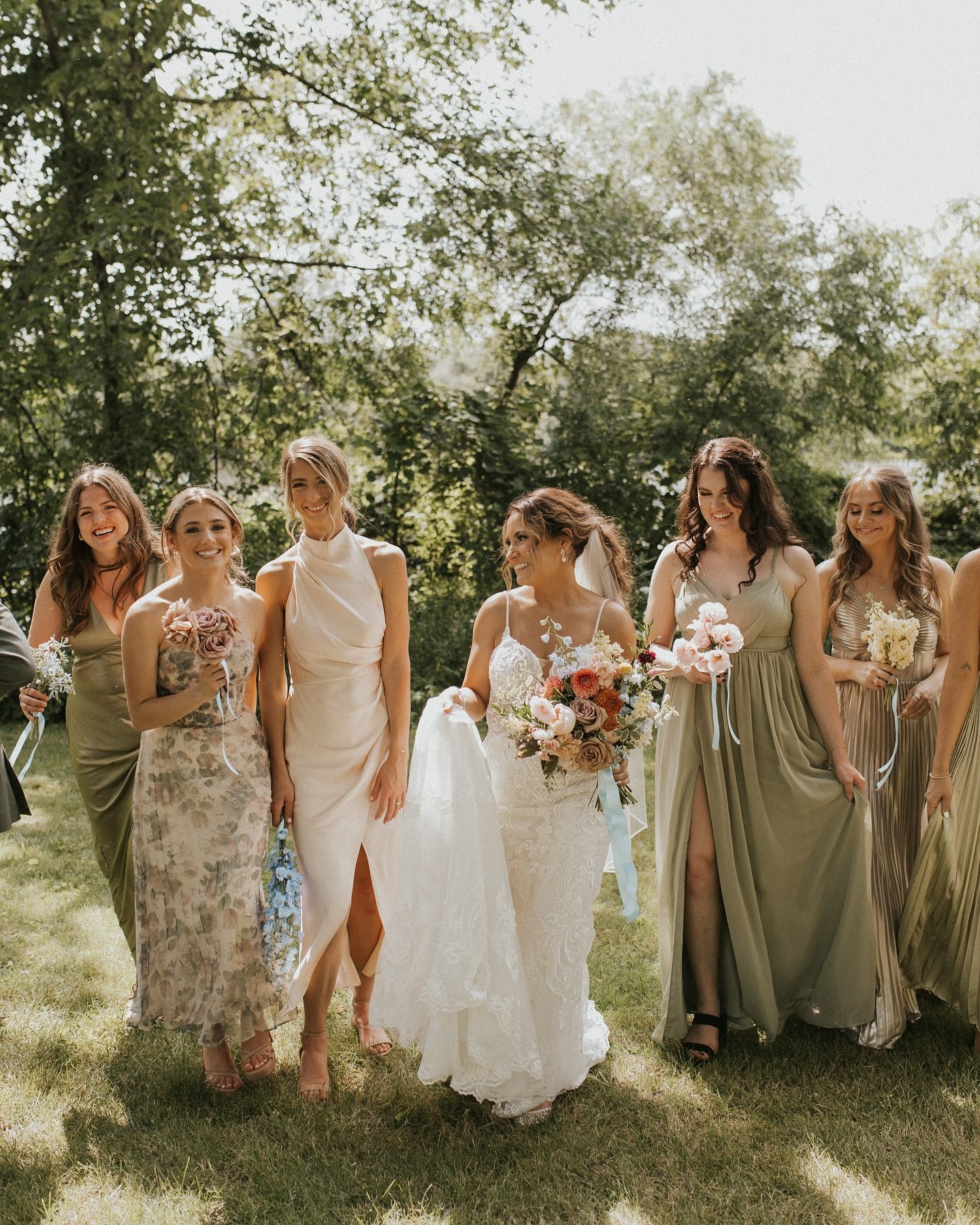 There is something so dreamy about wedding party attire where each hue complements the other perfectly, with florals that mirror the colors in delicate blooms&mdash;creating a breathtaking harmony of style and nature, where every detail is as vibrant