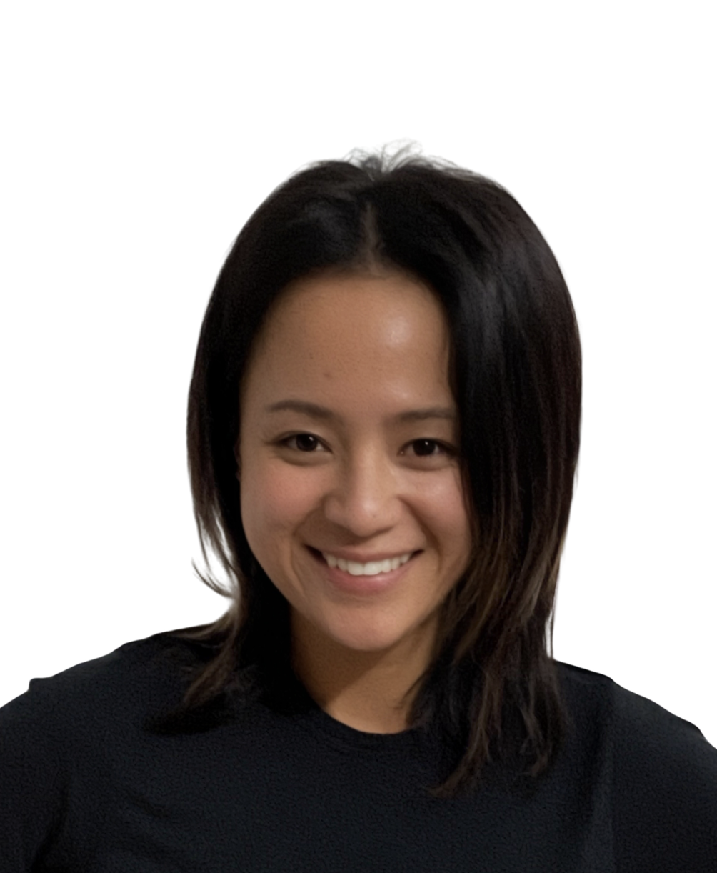 Person smiling in black shirt against white background