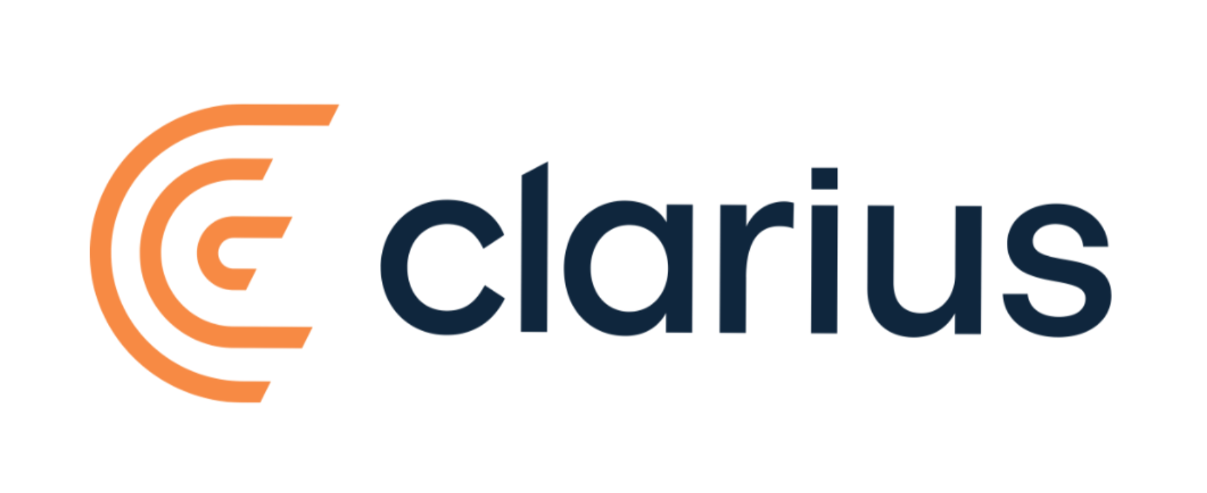 Clarius logo with an orange stylized C symbol to the left of the word 'Clarius' written in dark blue letters.