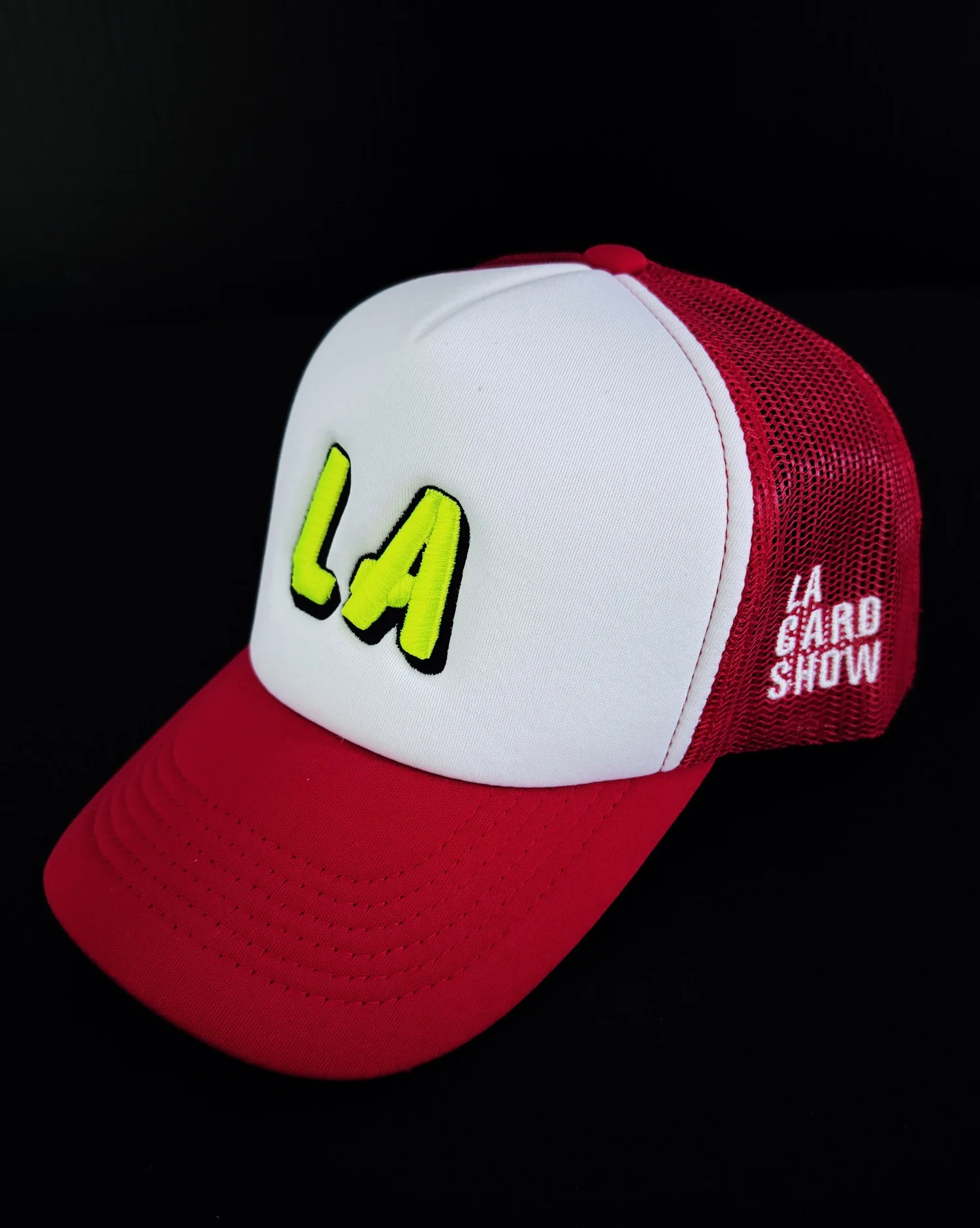 LA” Foam Mesh Trucker Hat (Red) — LA CARD SHOW