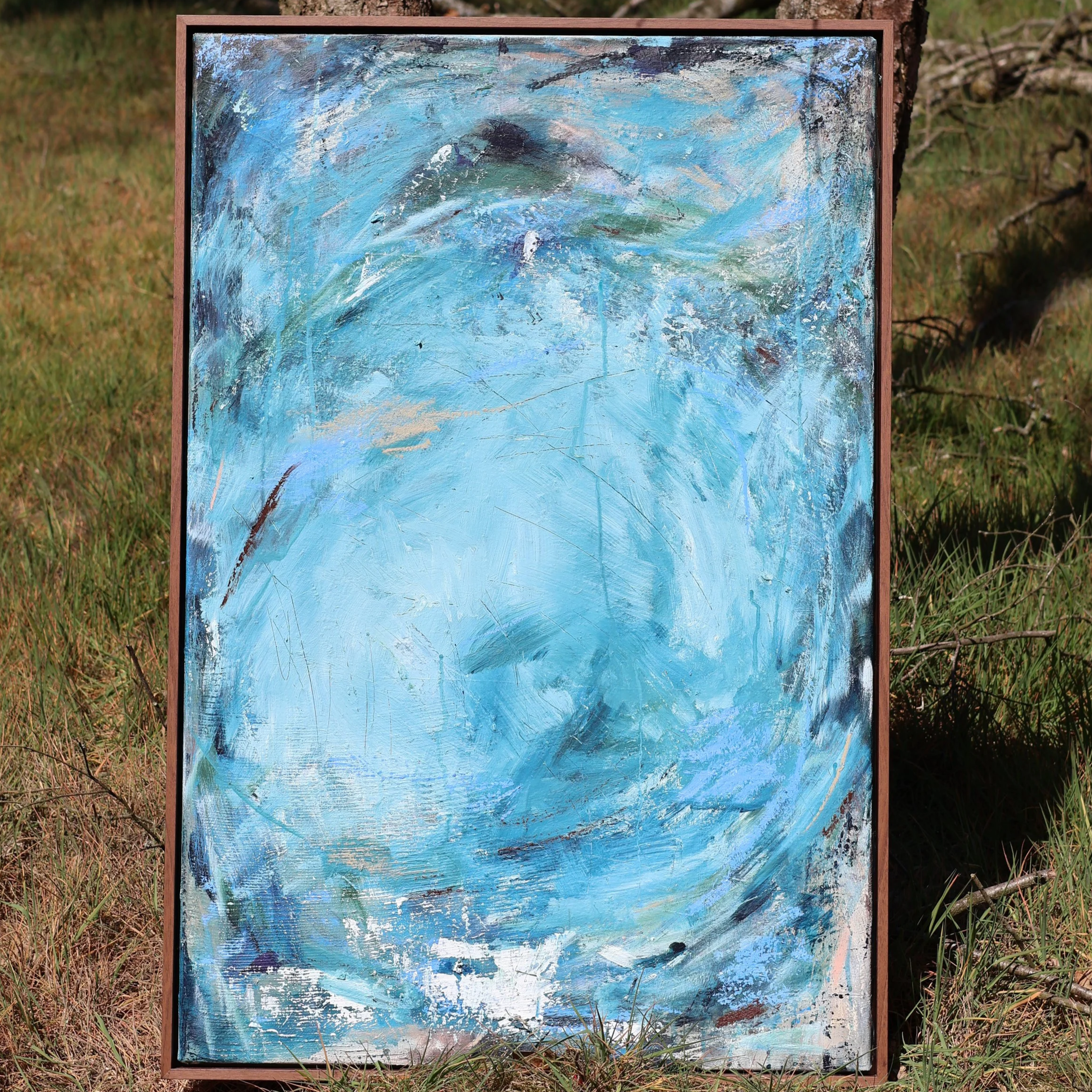 Blue silence, 2026, acryl and oil stick on canvas - 63x93 cm