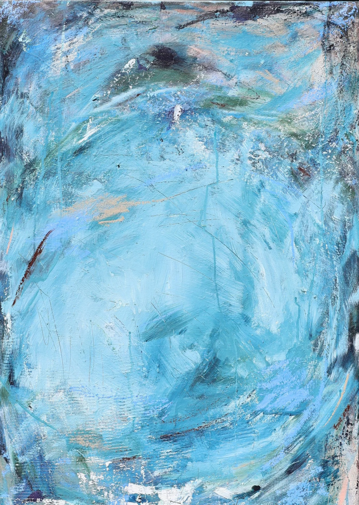 Blue silence, 2026, acryl and oil stick on canvas - 63x93 cm