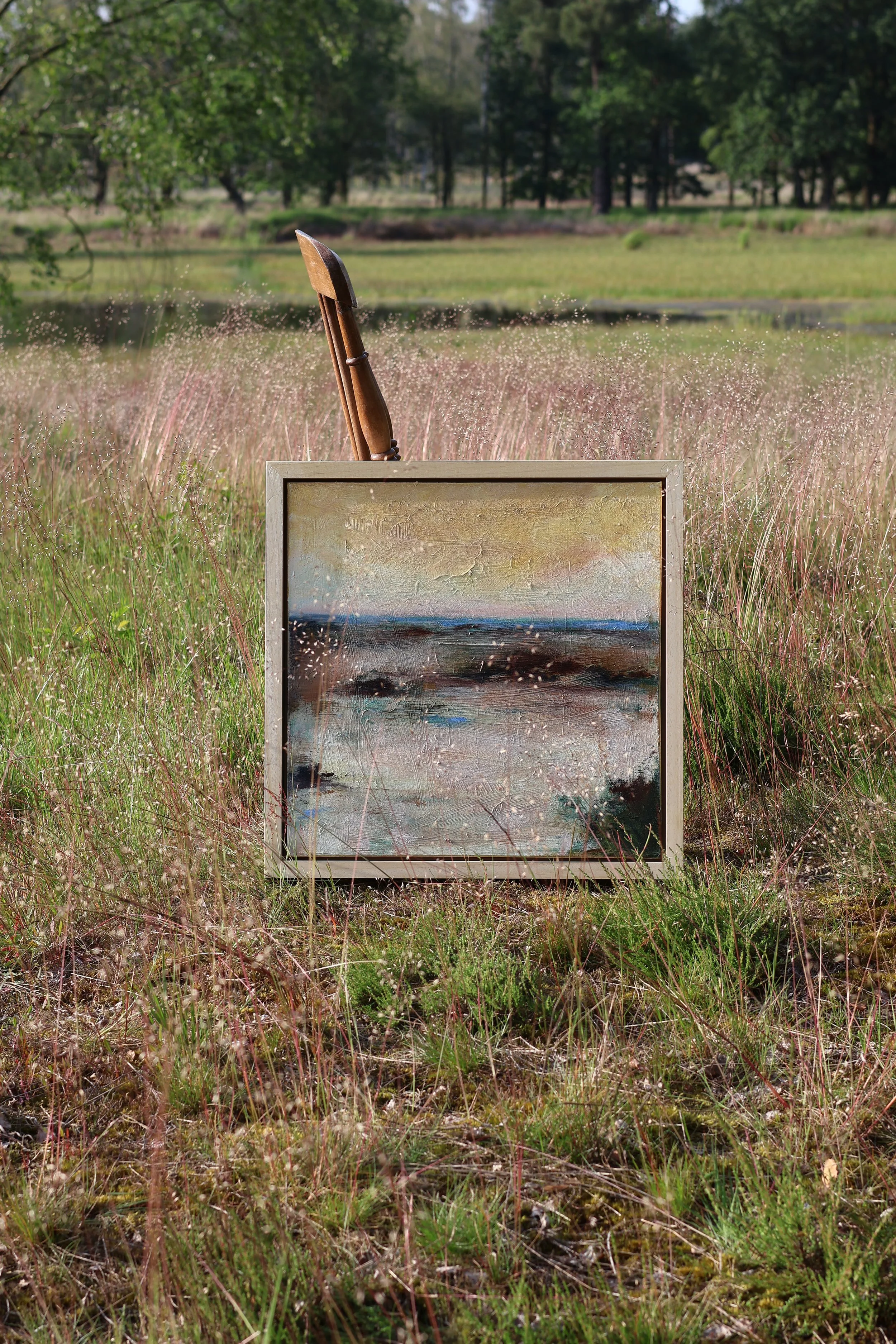 Whisper of the Landscape, 2026, acrylic and oil stick on canvas - 50x50 cm
