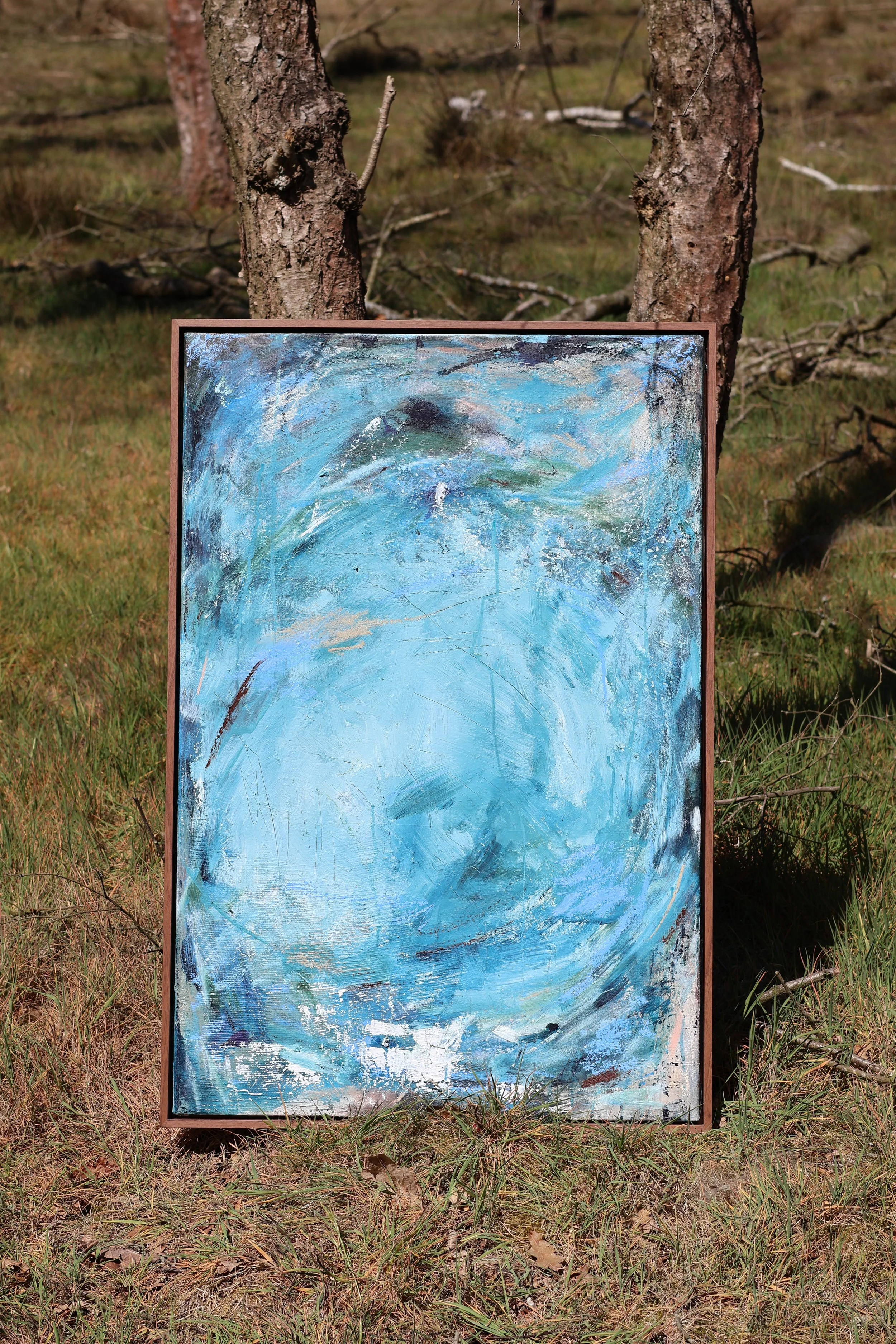 Blue silence, 2026, acryl and oil stick on canvas - 63x93 cm