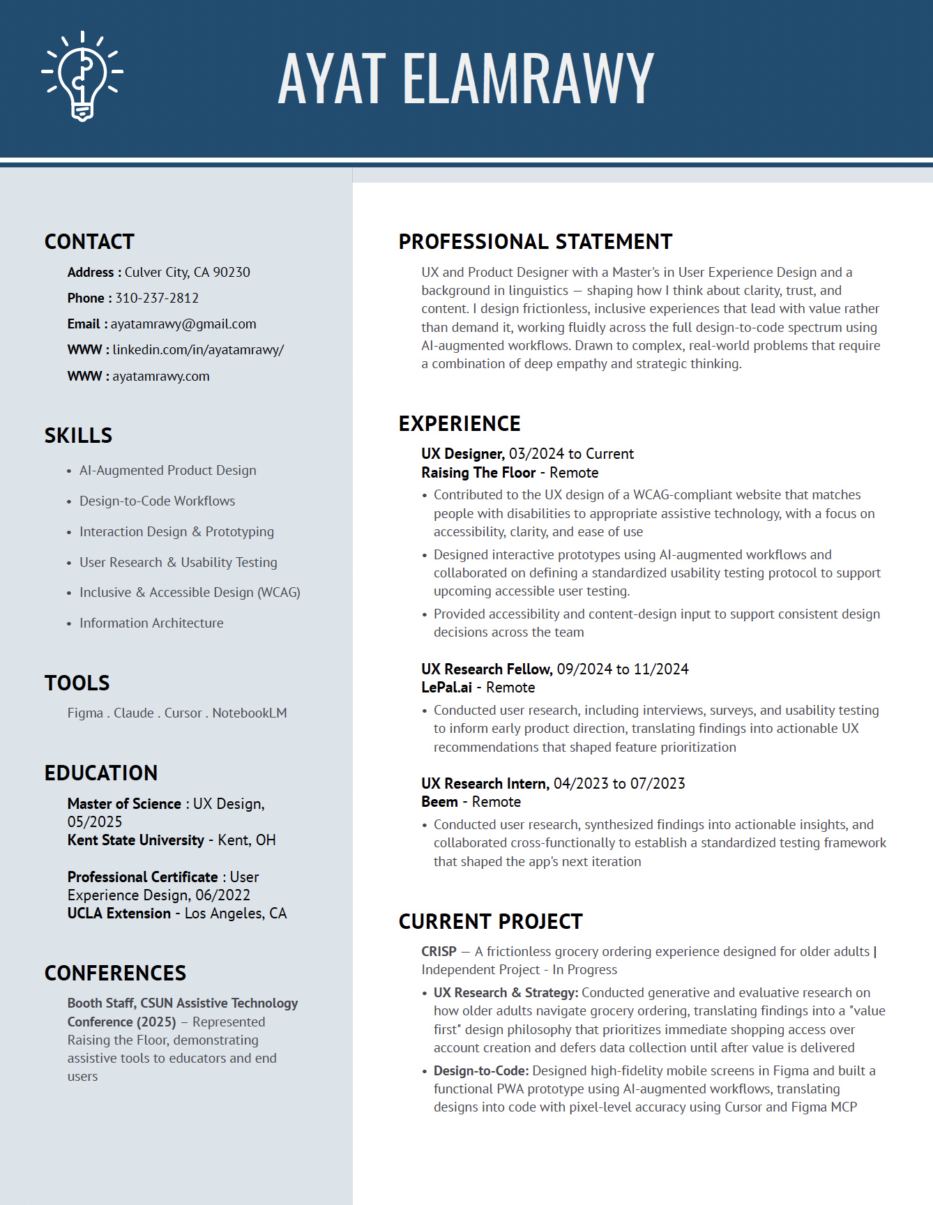 Clickable image of Ayat Elamrawy's resume
